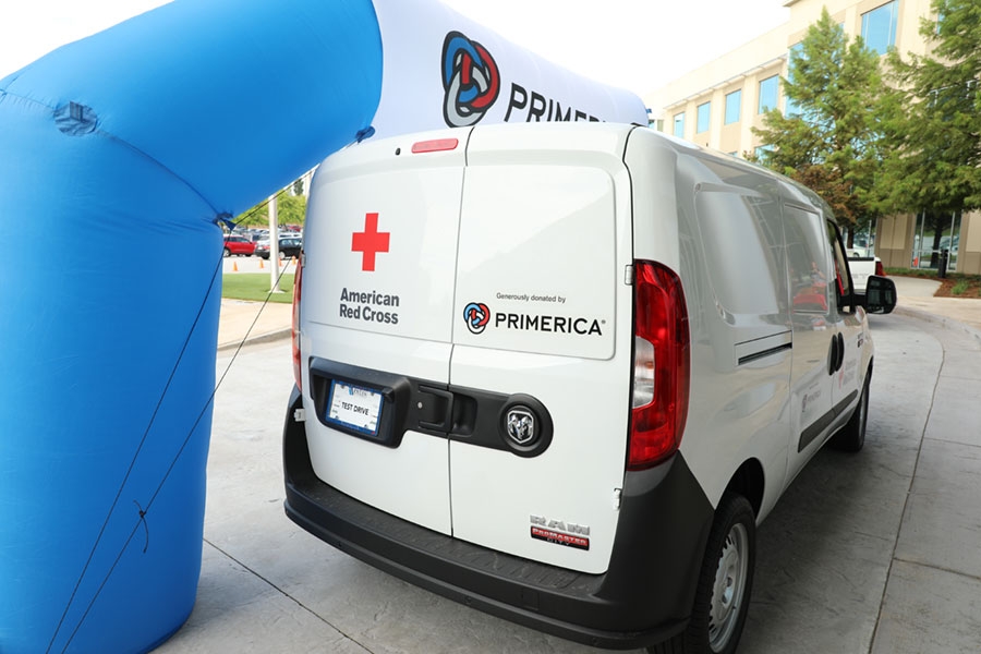 New Bio-Med Vehicle with American Red Cross and Primerica Logo displayed