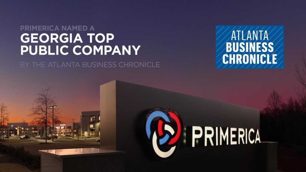 Photo of primerica sign and the Atlanta Business Chronicle logo
